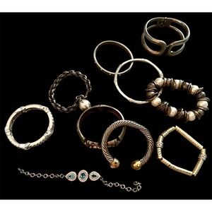 Lot Of 9 Vintage Modern Bangle Clamper Hinged Bracelets Celebrity Twisted X's